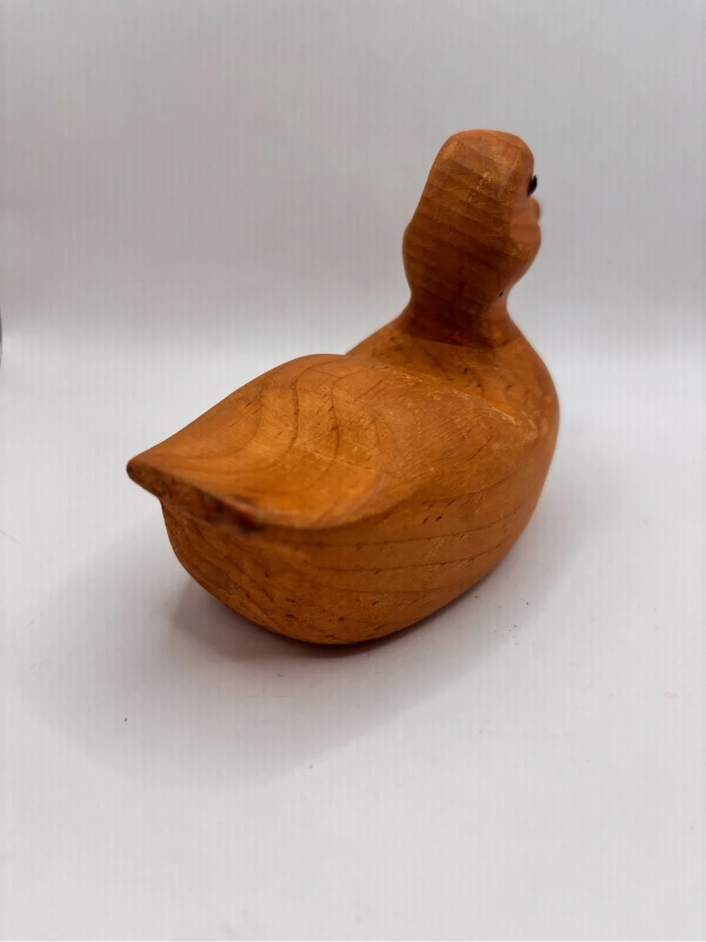 Handcrafted Wooden Duck Figurine in Warm Brown 5”x3”